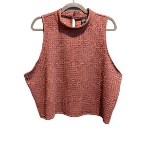 Wild Fable Top‎ Womens Size 2X Mock Neck Textured Fabric Back Button